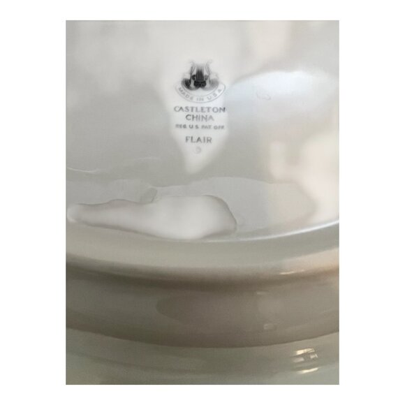 Castleton China Flair 10" Oval Vegetable Serving Bowl With Gray & Pink Floral De - Picture 7 of 7